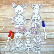Ropey Farm Animals Dry Erase Coloring Dolls Set  ITH