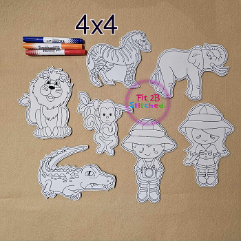 Safari 4x4 Dry Erase Coloring Set ITH