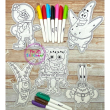 SpongeGuy and Friends Dry Erase Coloring Doll Set 1 ITH