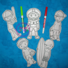 Sports Boys Dry Erase Coloring Doll Set 1 ITH