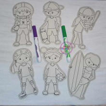 Sports Girls Dry Erase Coloring Set ITH
