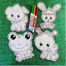Spring Animal Friends Dry Erase Coloring Set 1 ITH