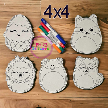 Squishies 4x4 Dry Erase Coloring Set 1