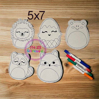 Squishies 5x7 Dry Erase Coloring Set 1