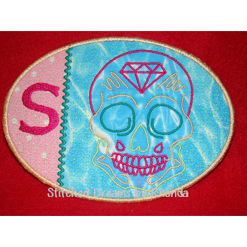 Sugar Skull Mug Rug 1 ITH