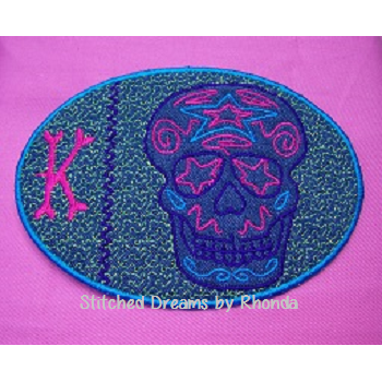 Sugar Skull Mug Rug 2 ITH