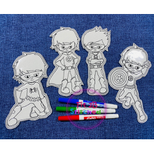 Super Hero Boys Dry Erase Coloring Doll Set ITH