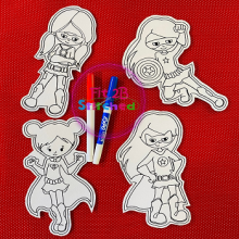 Super Hero Girls Dry Erase Coloring Doll Set ITH