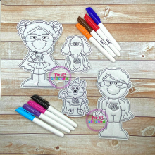 Super Hero Kids Dry Erase Coloring Dolls Set ITH 2 Sizes