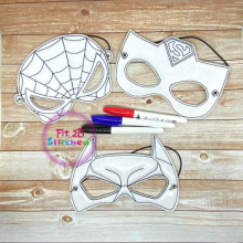 Super Hero Mask Set 1 Dry Erase Coloring Set ITH