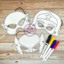 Super Hero Mask Set 2 Dry Erase Coloring Set ITH