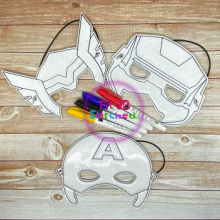 Super Hero Mask Set 4 Dry Erase Coloring Set ITH