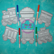 Train Dry Erase Coloring Set ITH 5x7