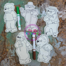 Tree Bear Family 2 Dry Erase Coloring Set ITH 5x7