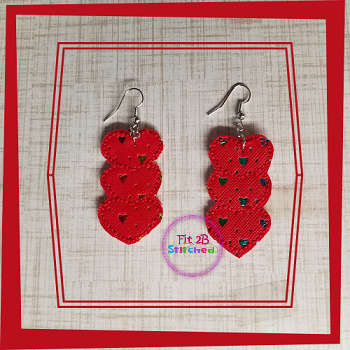 Triple Heart ITH Earring Set