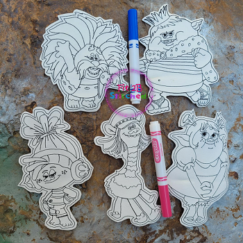 ﻿Trolls Dry Erase Coloring Set 2 ITH 5x7