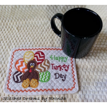 Happy Turkey Day Appl Mug Rug ITH
