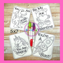 Valentines Card Dry Erase Coloring Set 5x7 ITH