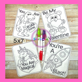 Valentines Card Dry Erase Coloring Set 5x7 ITH