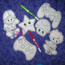 Video Gaming Dry Erase Coloring Doll Set 1 ITH