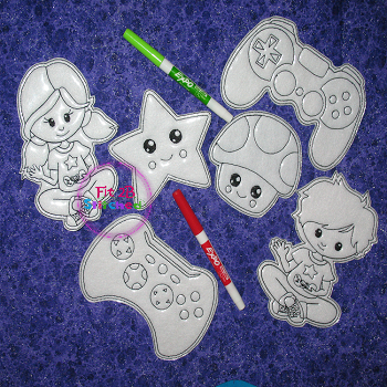 Video Gaming Dry Erase Coloring Doll Set 1 ITH