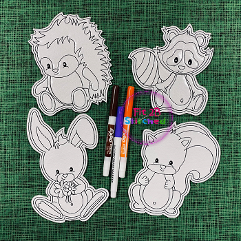 Woodland Animals Dry Erase Coloring Set 2 ITH