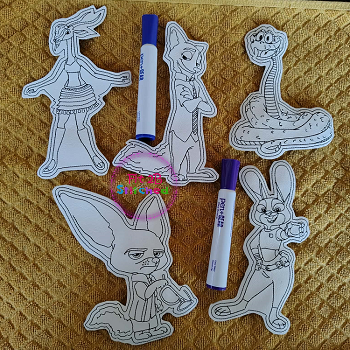 Zootopia 2 Dry Erase Coloring Set 1 ITH 5x7